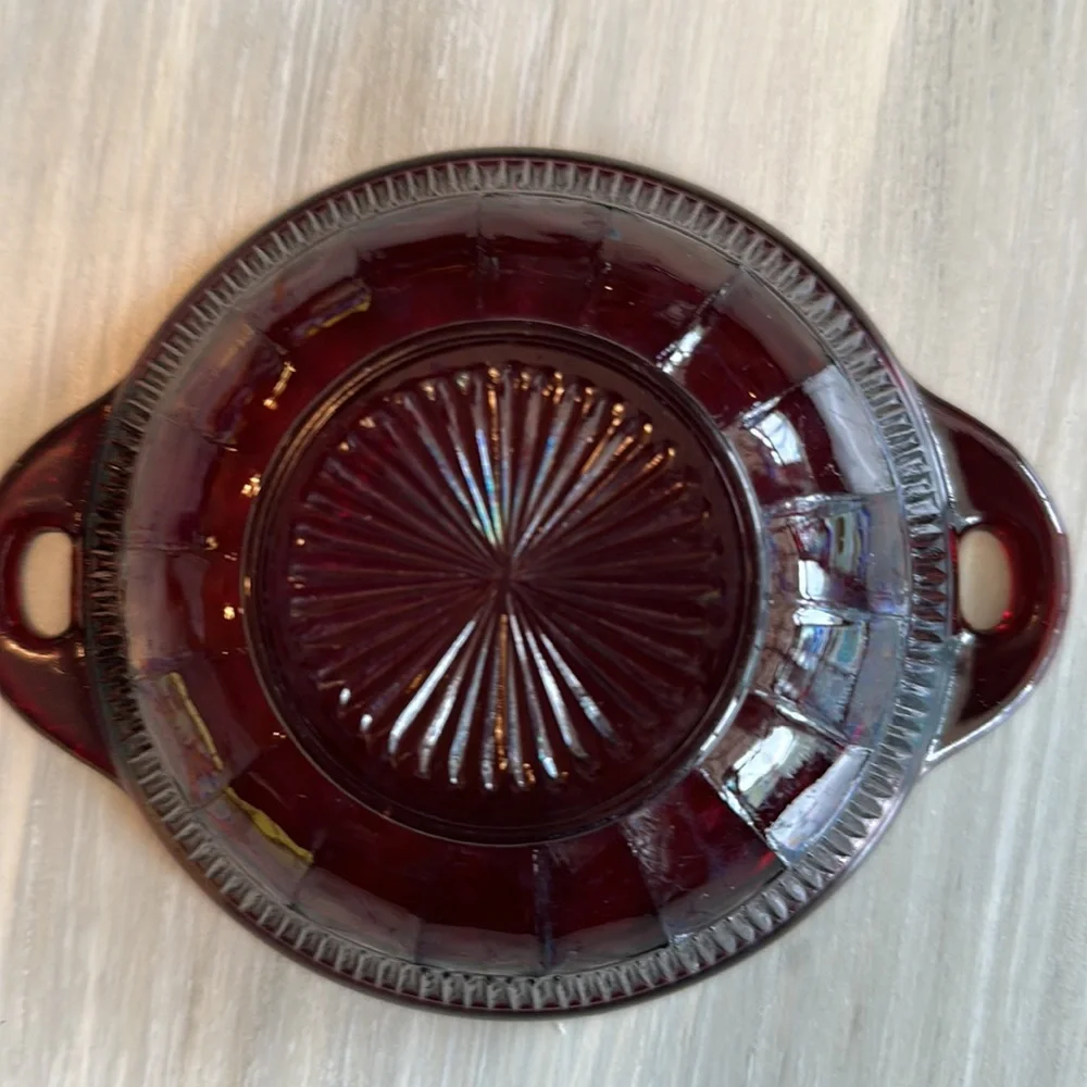 4 Deep Red Vintage Mid-Century ANCHOR HOCKING ROYAL Berry serving set cream jug
